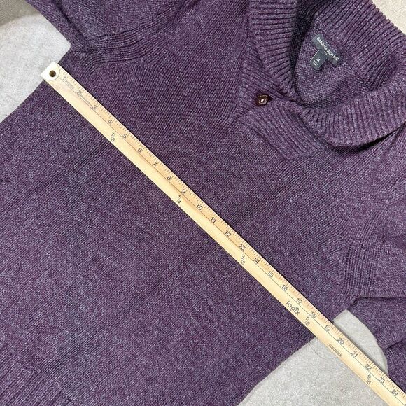 Banana Republic Shawl Collar Sweater Mens Cotton Wool Blend Fisherman Medium - Picture 6 of 8